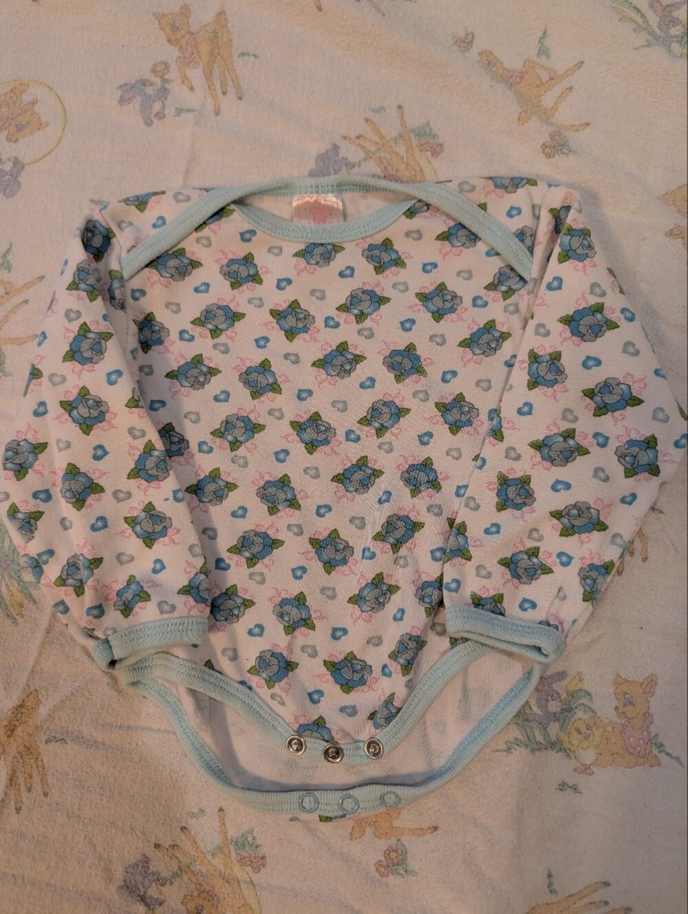 Babygirl 2000s Blue Rose Print Bodysuit